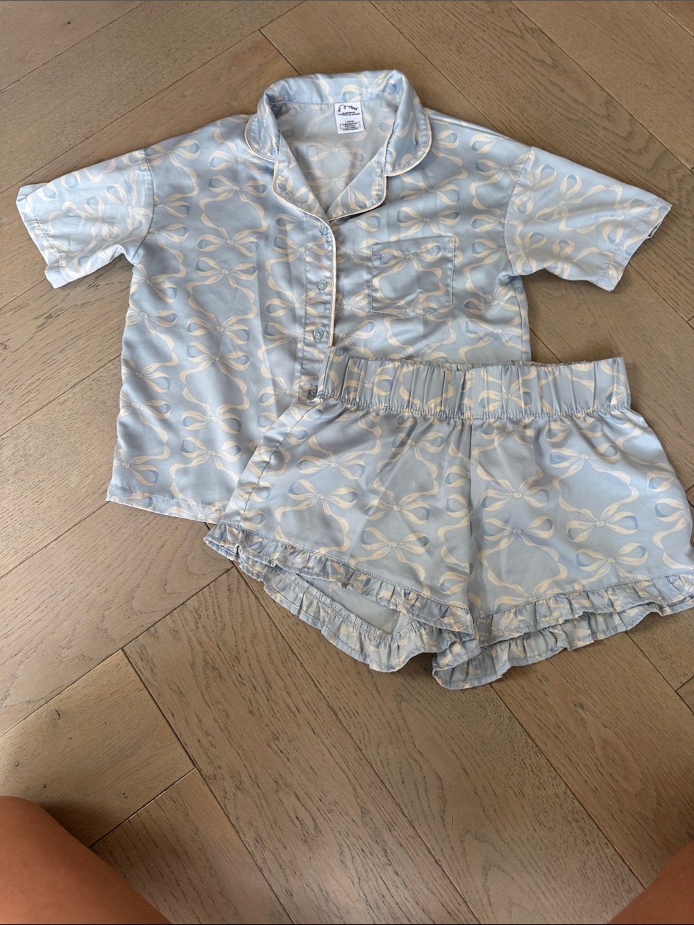 art class Pale Blue Bow-Print Short Pajama Set